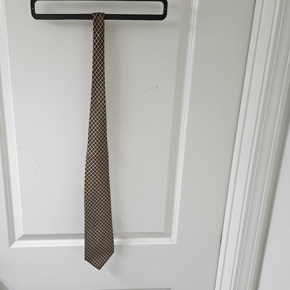 Brown Geometric Men's Tie - Refined Diamond Pattern